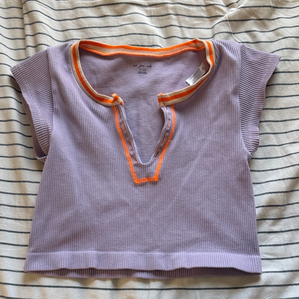 Urban Outfitters Lavender Crop Top with Orange Accents